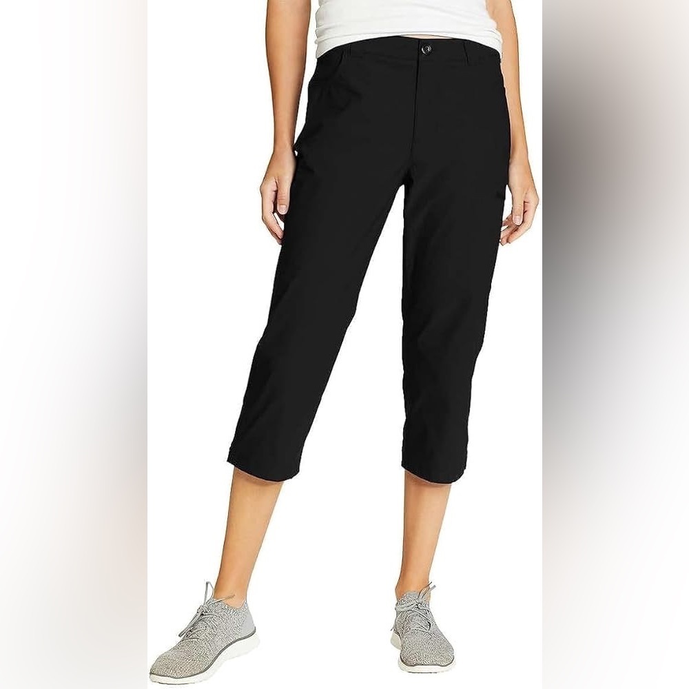 Eddie Bauer Women's Black 3/4 Length Cargo Hiking Pants UPF 50+